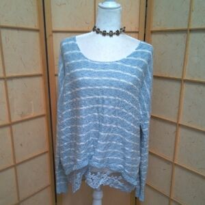 By Design Light Blue And White Striped Sweater Size XL